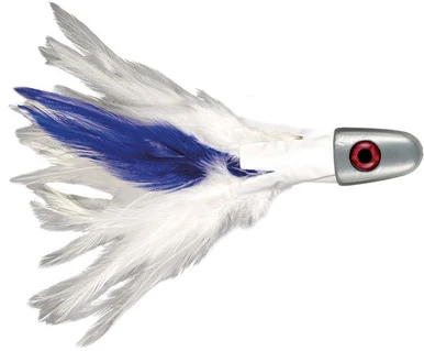 C&H No Alibi Trolling Feather Lure - 4 Oz. - White/Blue 1 C&H No Alibi Trolling Feather Lure - 4 Oz. - White/Blue