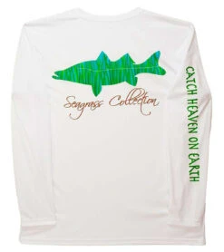 IBig Seagrass Snook Performance Long Sleeve Shirt - White - Medium
