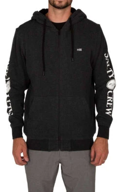 Salty Crew Refuge Sherpa Zip Fleece - Black Heather - Large