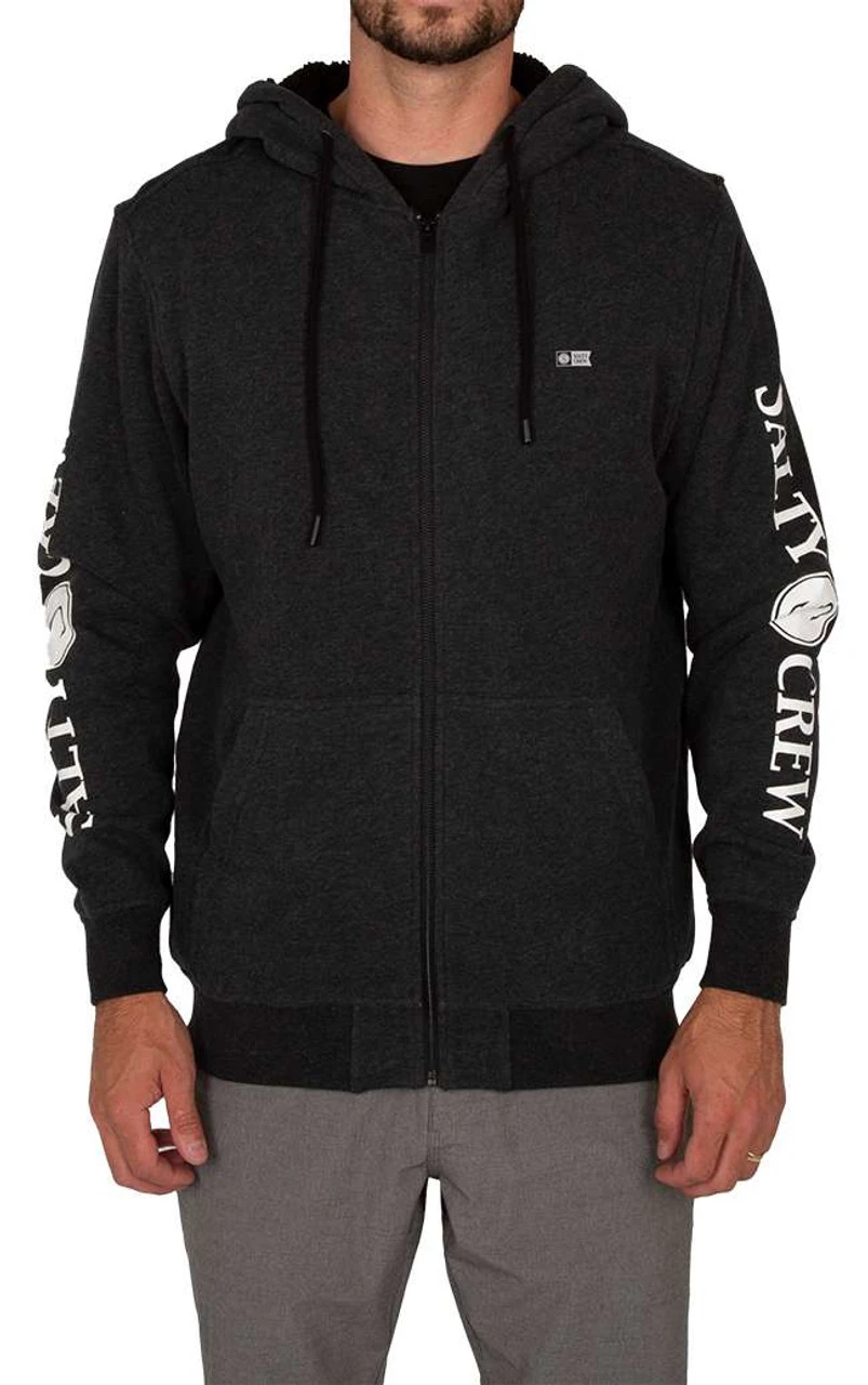 Salty Crew Refuge Sherpa Zip Fleece - Black Heather - Large 1 Salty Crew Refuge Sherpa Zip Fleece - Black Heather - Large